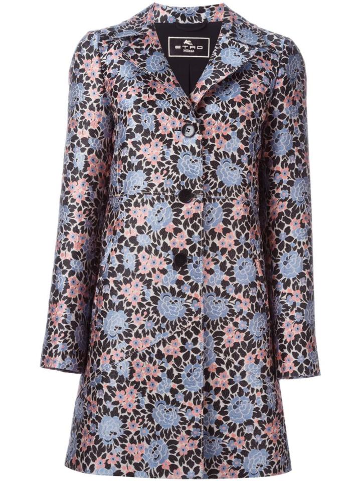 Etro Floral Jacquard Trapeze Coat, Women's, Size: 44, Acetate/silk/polyester
