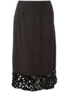 Chanel Vintage Paillette Embellished Hem Skirt, Women's, Size: 42, Black