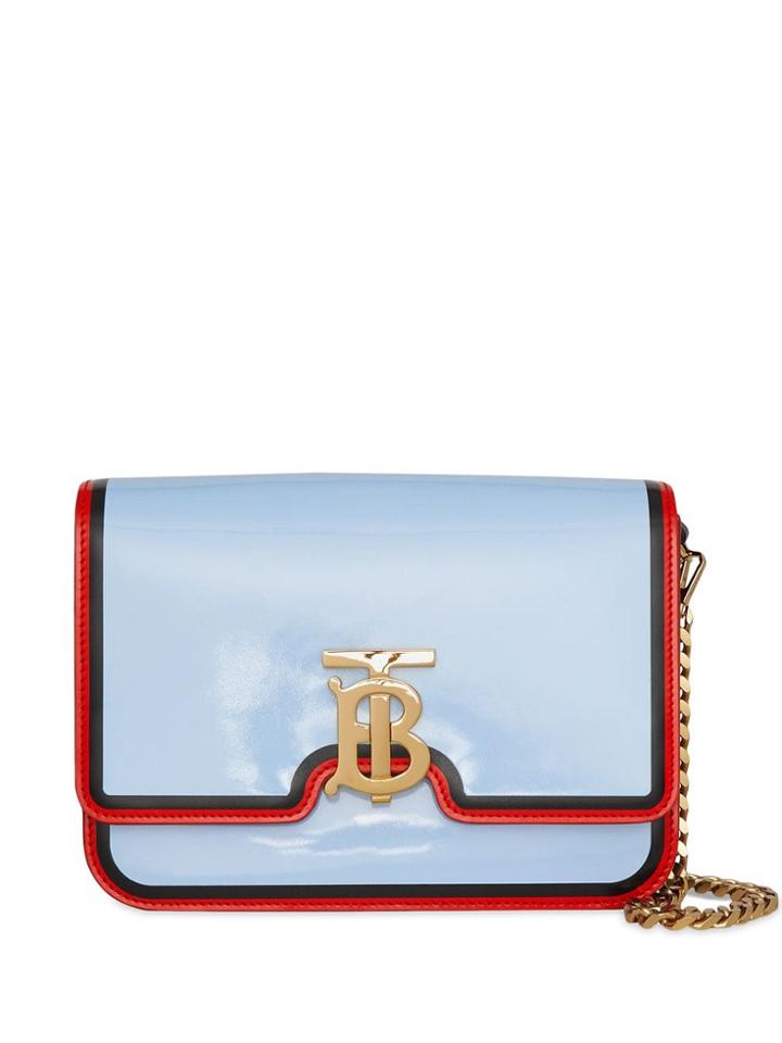 Burberry Small Painted Edge Leather Tb Bag - Blue
