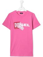 Diesel Kids Teen Logo Label T-shirt - Pink