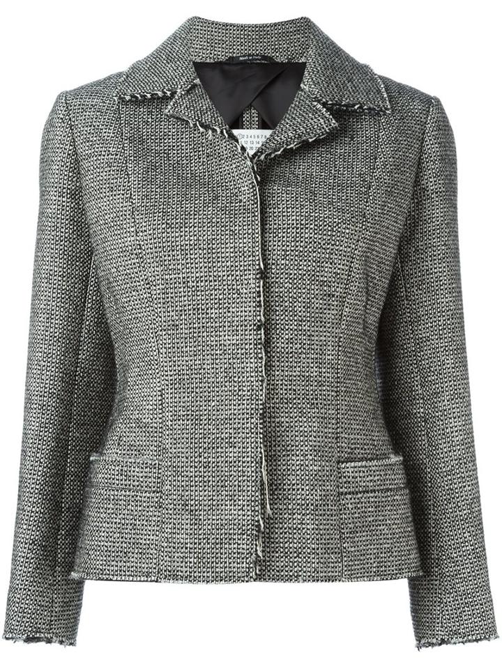 Maison Margiela Raw Edge Blazer, Women's, Size: 44, Black, Cotton/acrylic/polyester/wool