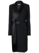 Givenchy Asymmetric Scarf Trim Coat - Black