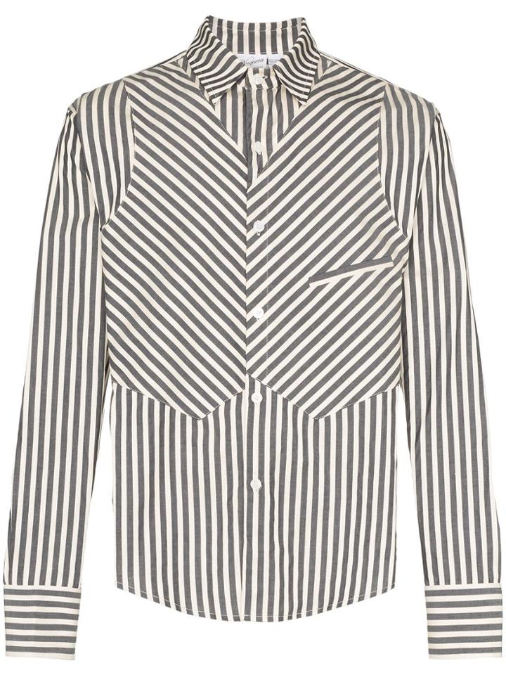 Vaquera Contrast Stripes Cotton Shirt - White
