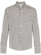 Vaquera Contrast Stripes Cotton Shirt - White