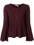 See By Chloé Ribbed Wide Sleeve Sweater - Pink & Purple