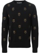 Dolce & Gabbana Crown & Bee Embroidered Sweater, Men's, Size: 46, Black, Cashmere