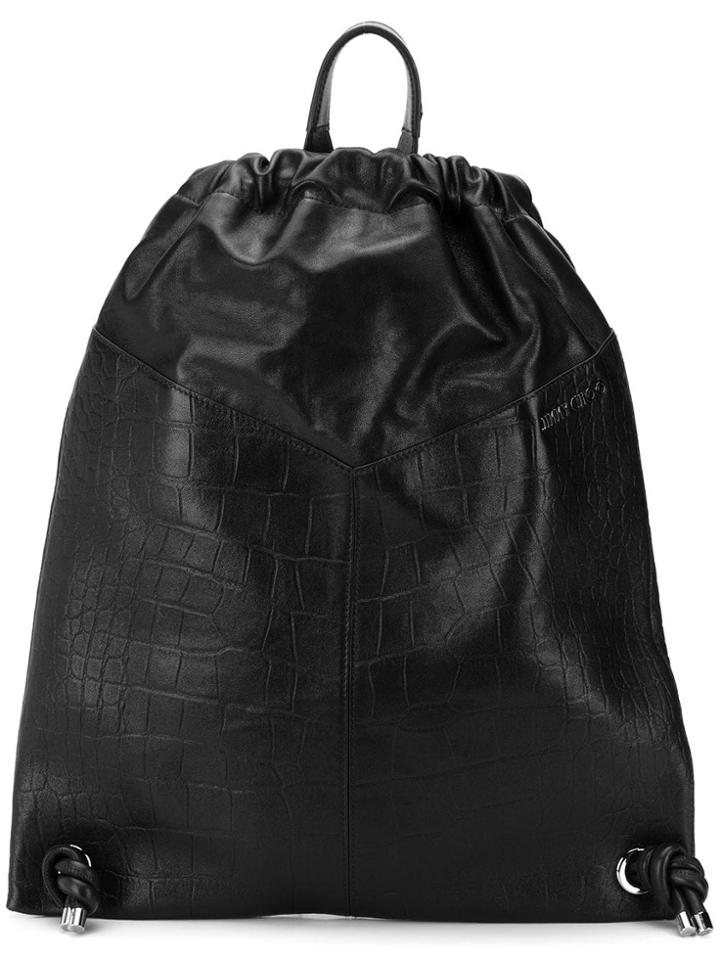 Jimmy Choo Marlon Crocodile Embossed Backpack - Black