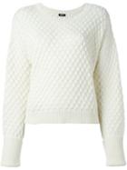Jil Sander Navy Honeycomb Sweater, Women's, Size: Medium, White, Wool