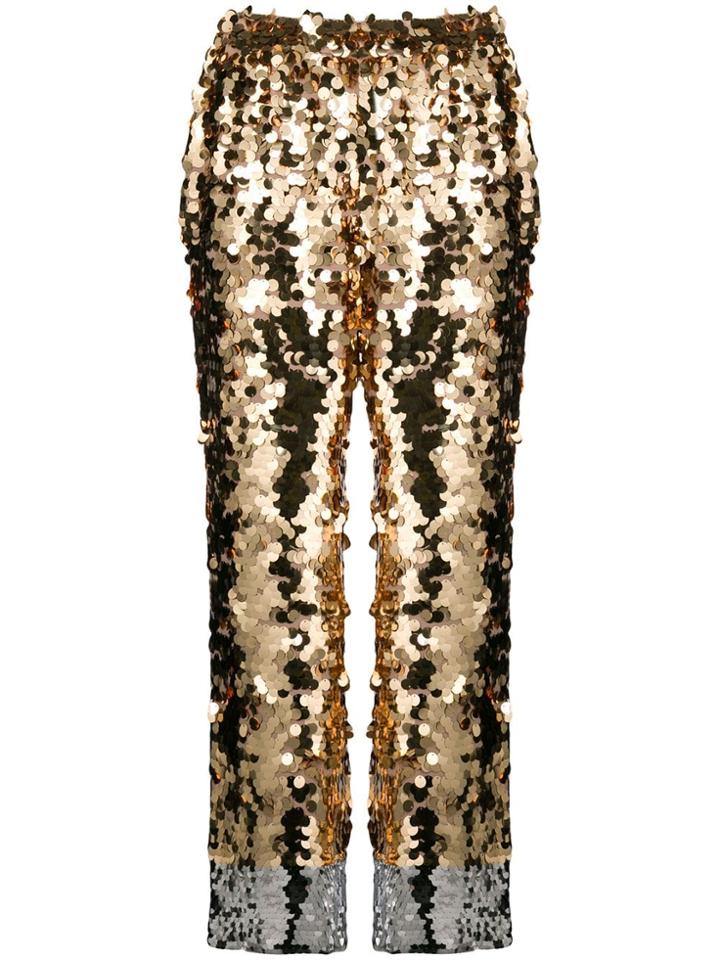 No21 Cropped Sequin Trousers - Metallic