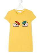 Fendi Kids - Faces T-shirt - Kids - Cotton - 14 Yrs, Yellow/orange