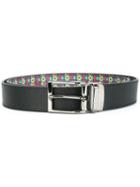 Fefè Floral Lining Belt, Adult Unisex, Black, Leather