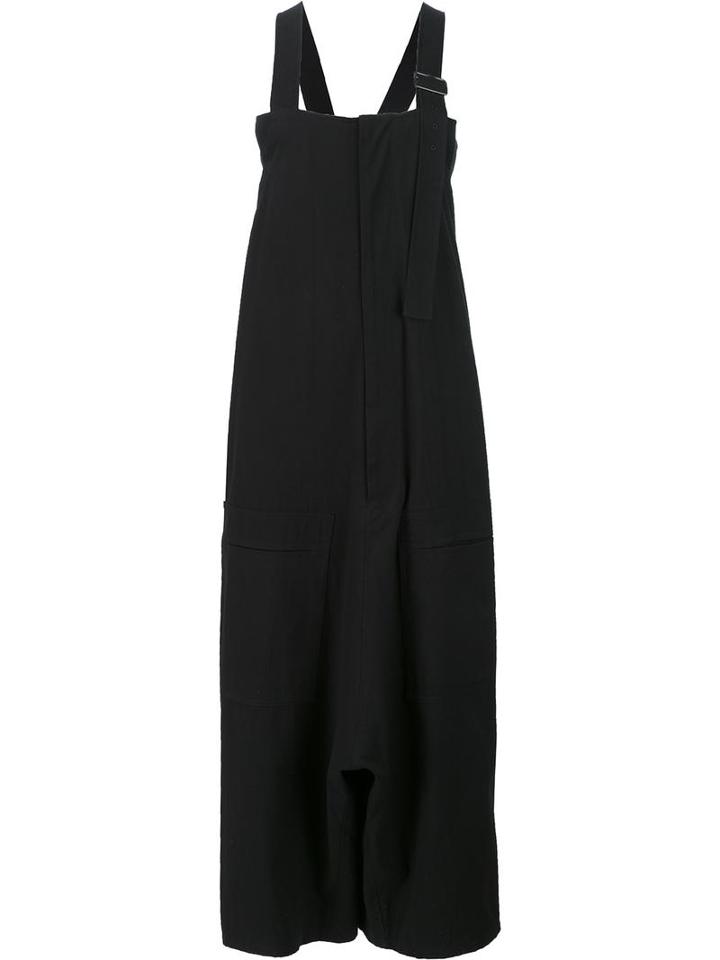 Y's Wide-leg Overalls, Women's, Size: Medium, Black, Cotton/rayon