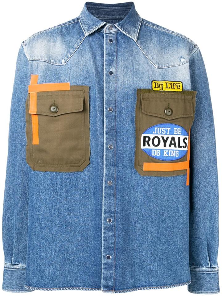 Dolce & Gabbana Patchwork Denim Shirt - Blue