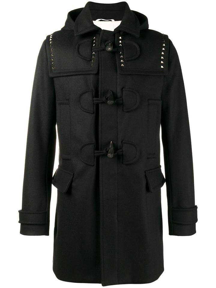 Valentino - Rockstud Duffle Coat - Men - Cotton/linen/flax/cupro/wool - 48, Black, Cotton/linen/flax/cupro/wool
