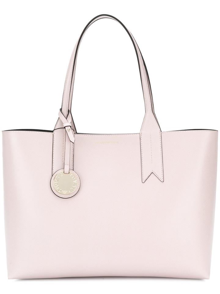 Emporio Armani Large Charm-detail Tote - Pink & Purple