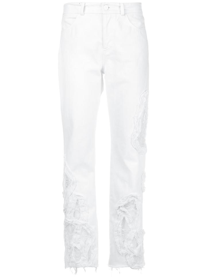 Preen By Thornton Bregazzi Distressed Cropped Jeans - White