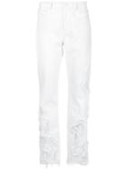 Preen By Thornton Bregazzi Distressed Cropped Jeans - White