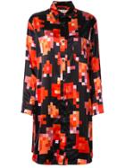 Marni Pixel Floral Print Shirt Dress - Black