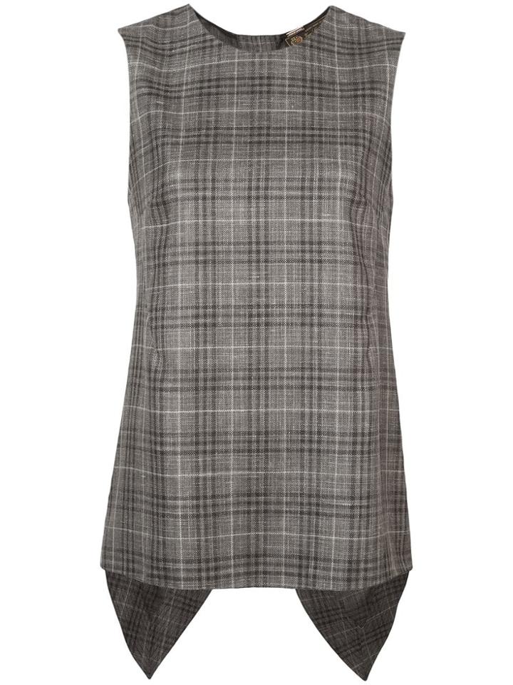 Adam Lippes Plaid Sleeveless Top - Grey