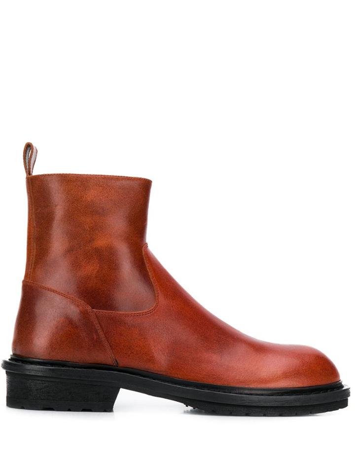 Ann Demeulemeester Country Round-toe Boots - Red