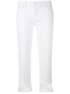 7 For All Mankind Fringed Trim Skinny Jeans - White