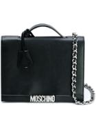Moschino Logo Plaque Shoulder Bag, Black, Leather
