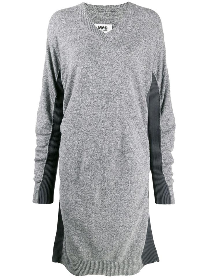 Mm6 Maison Margiela Two-tone Ribbed Dress - Grey