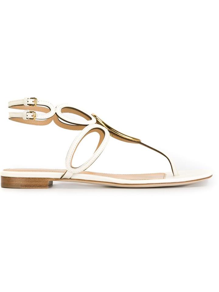 Sergio Rossi Farrah Sandals, Women's, Size: 38.5, White, Leather