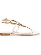 Sergio Rossi Farrah Sandals, Women's, Size: 38.5, White, Leather