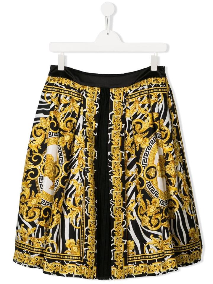 Young Versace Teen Medusa Baroque Print Skirt - Black