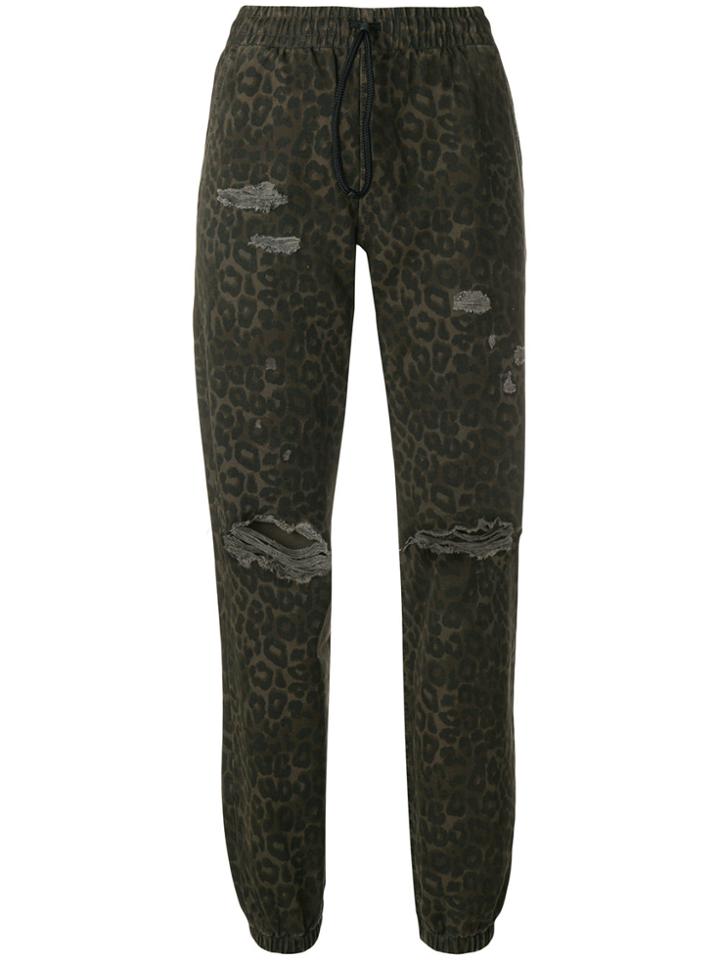 T By Alexander Wang Leopard Printed Jogger Trousers - Green