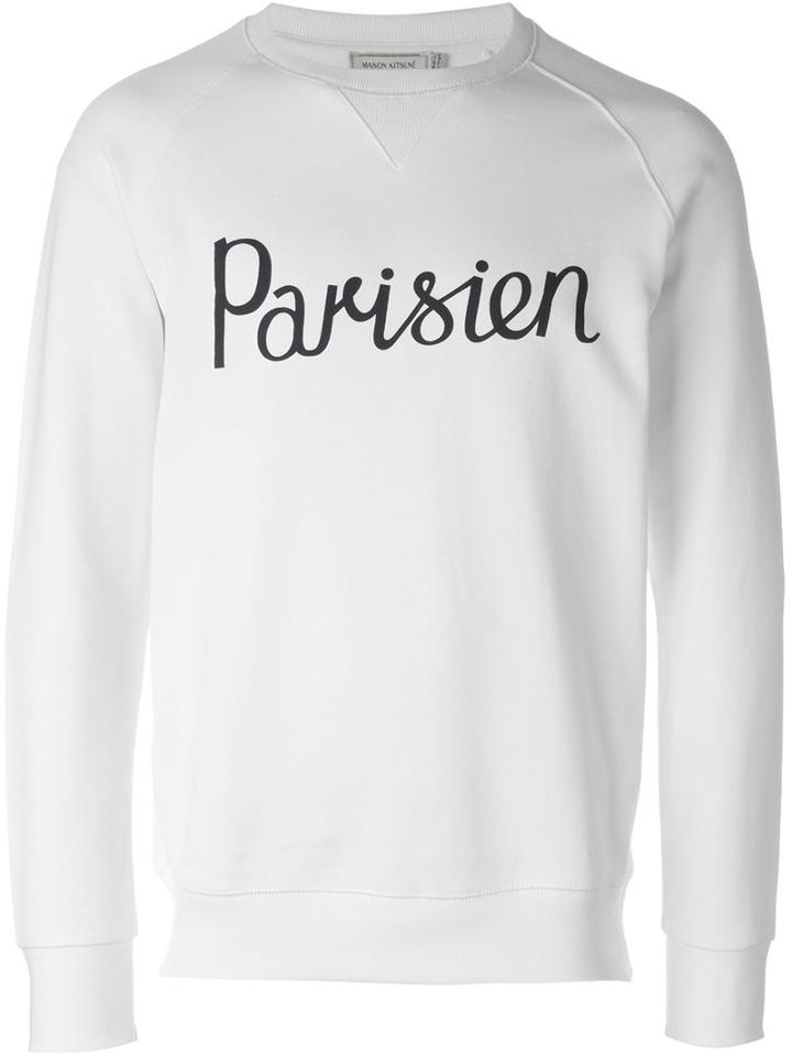 Maison Kitsuné Parisien Print Sweatshirt, Men's, Size: Xl, Nude/neutrals, Cotton
