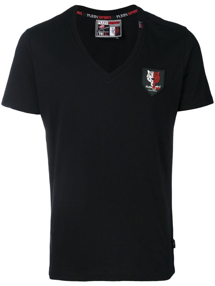 Plein Sport V-neck Patch T-shirt - Black