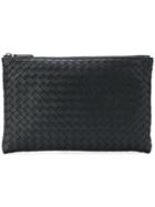 Bottega Veneta Woven Zipped Clutch - Black