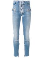 Unravel Project Lace Up Front Skinny Jeans - Blue