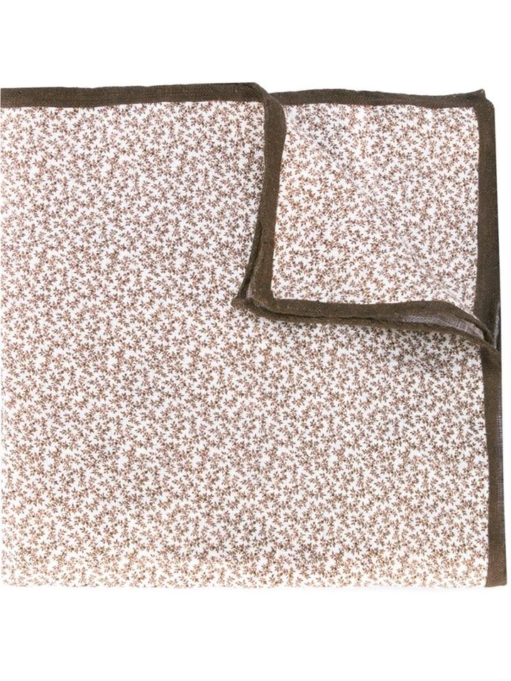 Eleventy Printed Handkerchief, Men's, Brown, Linen/flax