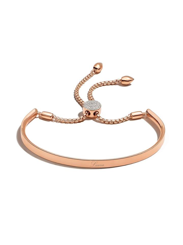 Monica Vinader Rp Fiji Rose Gold And Diamond Bracelet - Pink