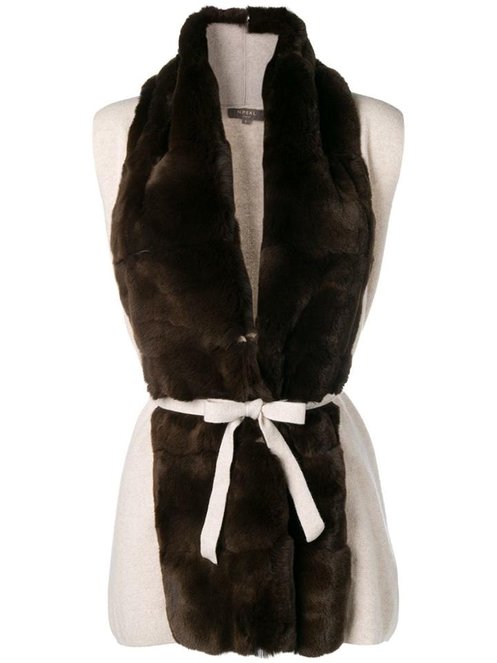 N.peal Fur Placket Gilet - Brown