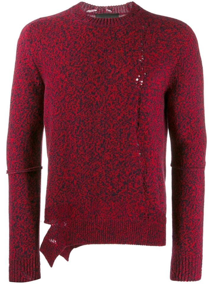 Stella Mccartney Distressed Melange Sweater - Red