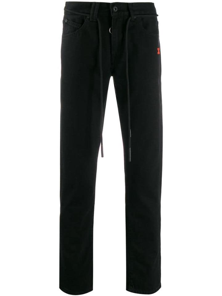 Off-white Diagonal Stripes Print Jeans - Black