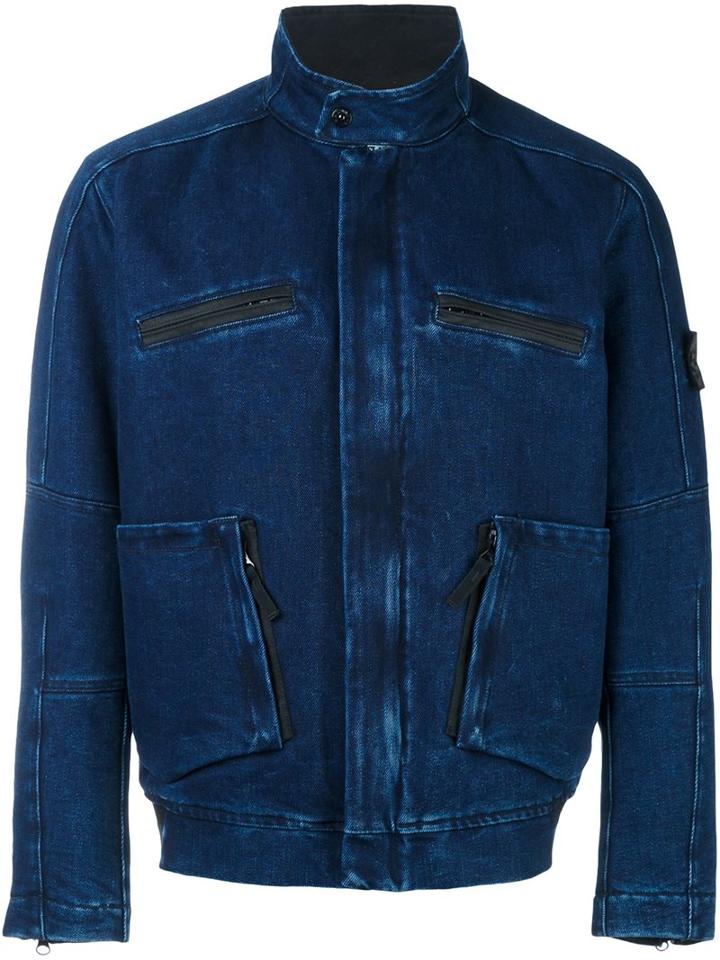 Stone Island Denim Jacket, Men's, Size: Medium, Blue, Cotton/polyamide/polyester/polypropylene