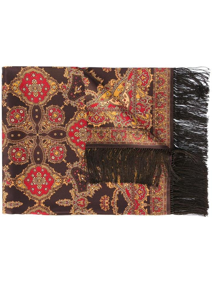 Saint Laurent Signature Paisley Print Scarf, Men's, Brown, Silk/viscose