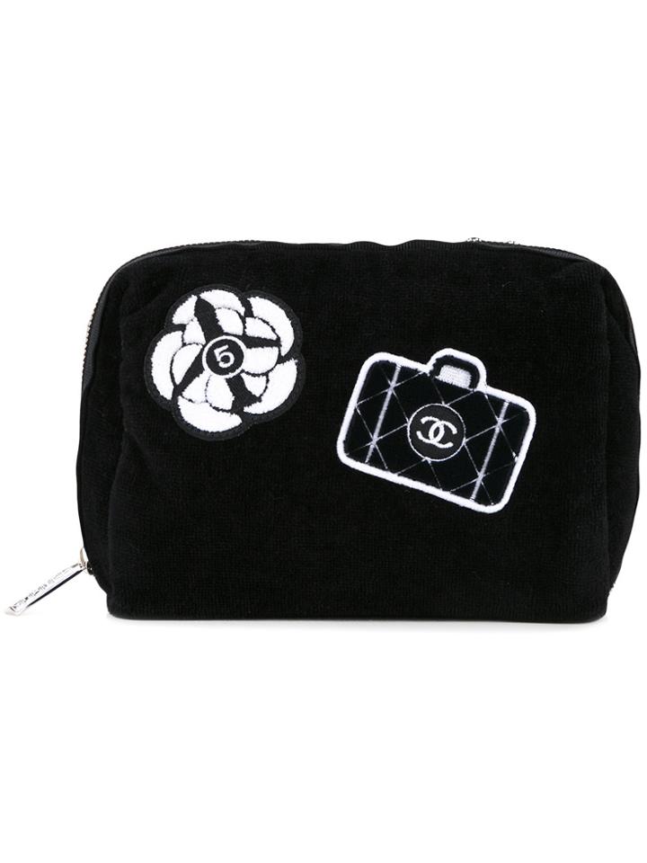 Chanel Vintage Patches Makeup Bag - Black