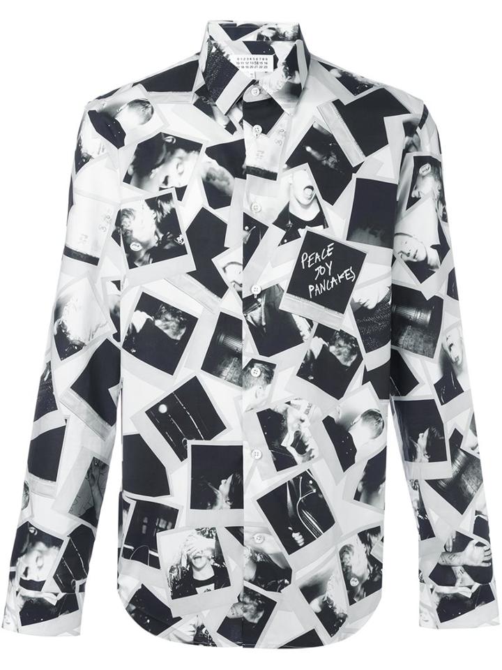 Maison Margiela Polaroid Print Shirt, Men's, Size: 41, White, Cotton