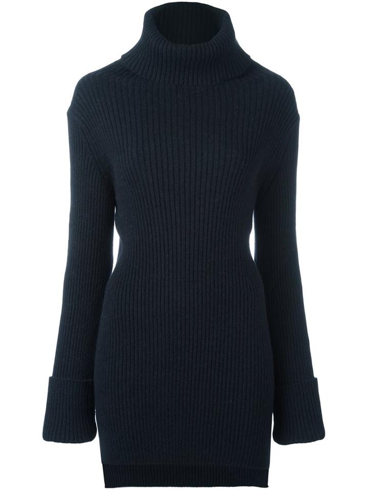 Ann Demeulemeester Ribbed Roll Neck Jumper, Women's, Size: Medium, Black, Nylon/alpaca