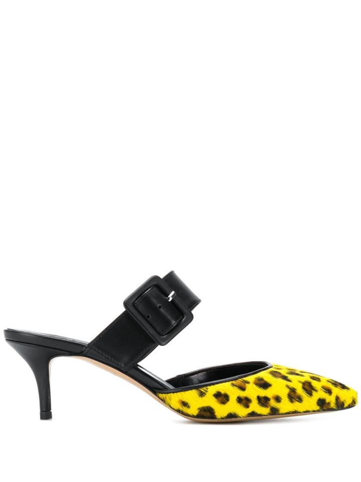 Marc Ellis Leopard Print Mules - Yellow