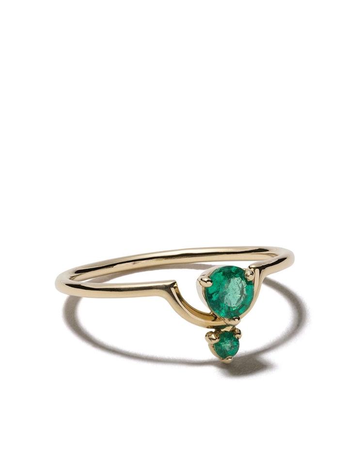 Wwake 14kt Gold Nestled Emeralds Ring