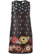 Red Valentino Floral Print Shift Dress, Women's, Size: 38, Black, Acetate/polyester/polyamide