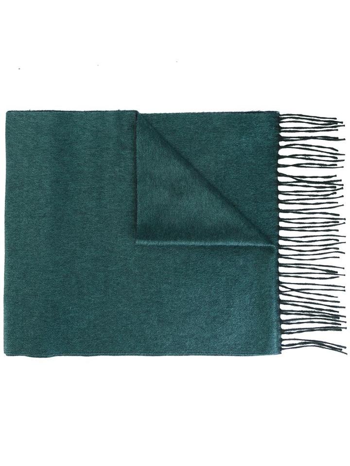 Canali Fringed Scarf, Men's, Green, Silk/cashmere