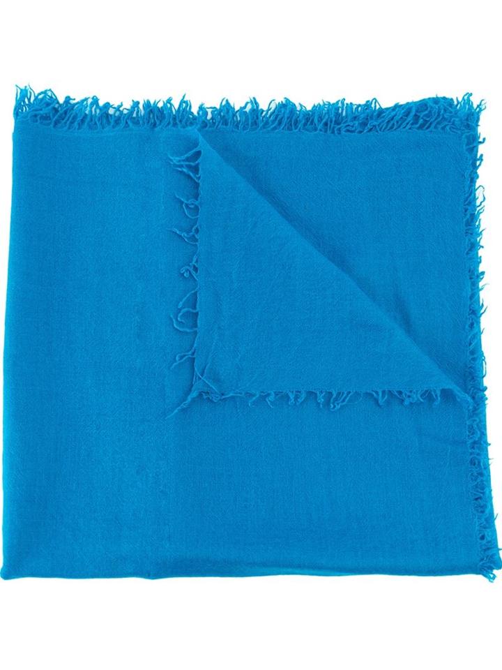Faliero Sarti Frayed Scarf, Adult Unisex, Blue, Silk/cashmere
